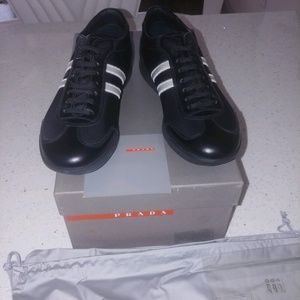 PRADA Sports Men's Sneakers Black w/ White Stripes